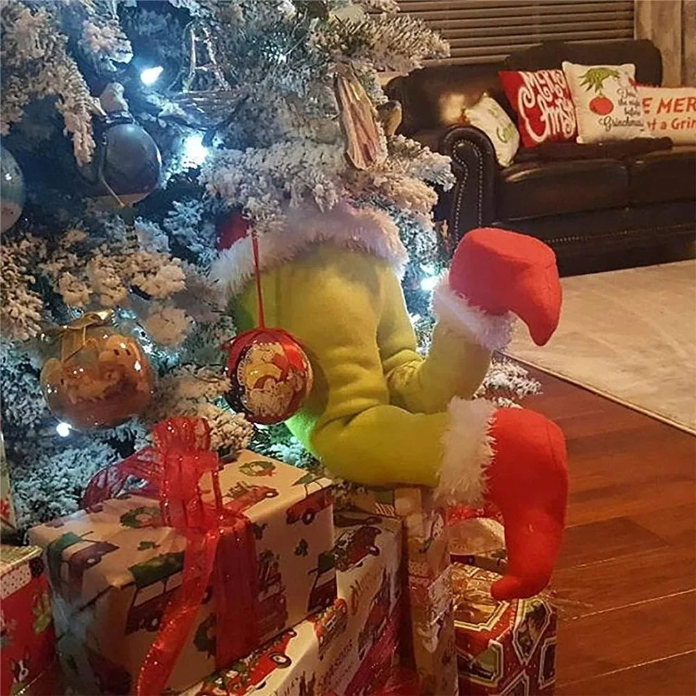 Christmas Elf Leg Plush Toy Xmas Tree Decoration Props Santa Claus Green Artificial Leg Children's Toy Christmas Home Decor